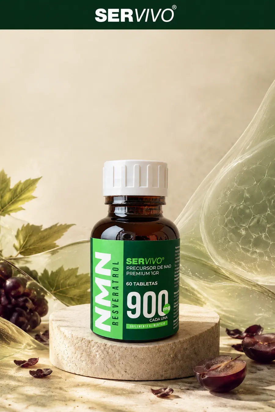 NMN con Resveratrol Ser Vivo en presentación de 60 tabletas